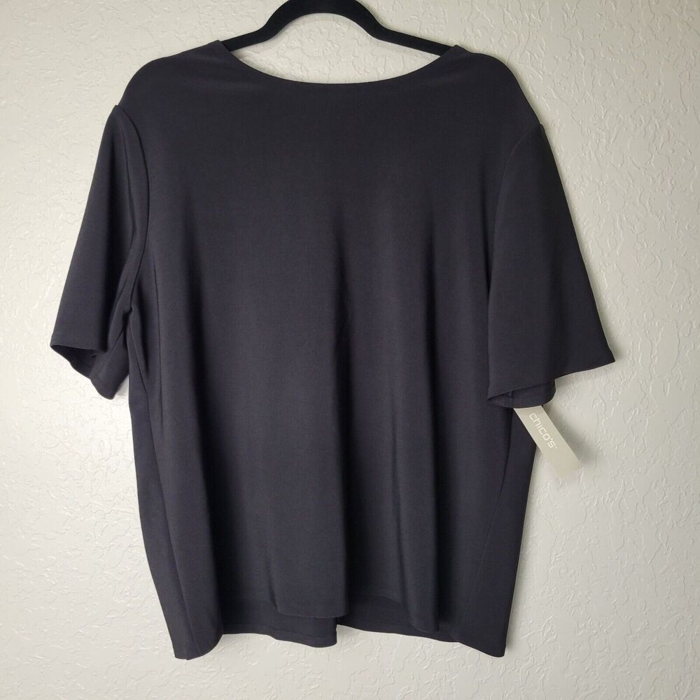 Chico's Charcoal Black Relaxed Short-Sleeve Knit Top